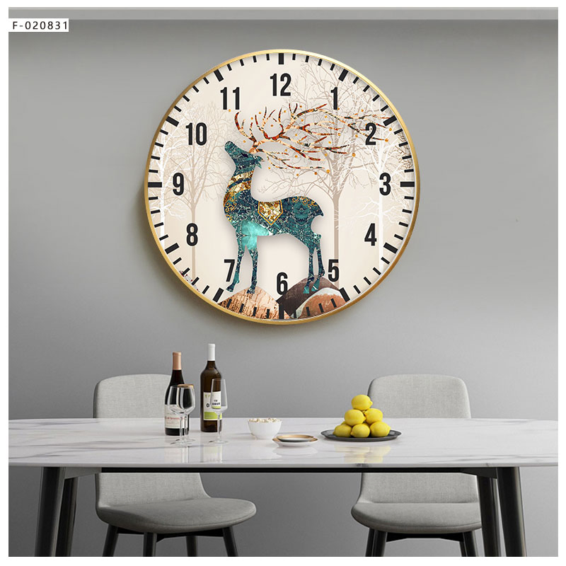 Living Room Wall Painting Round Crystal Wall Clock Art Painting Clock Luxury Customized Frame