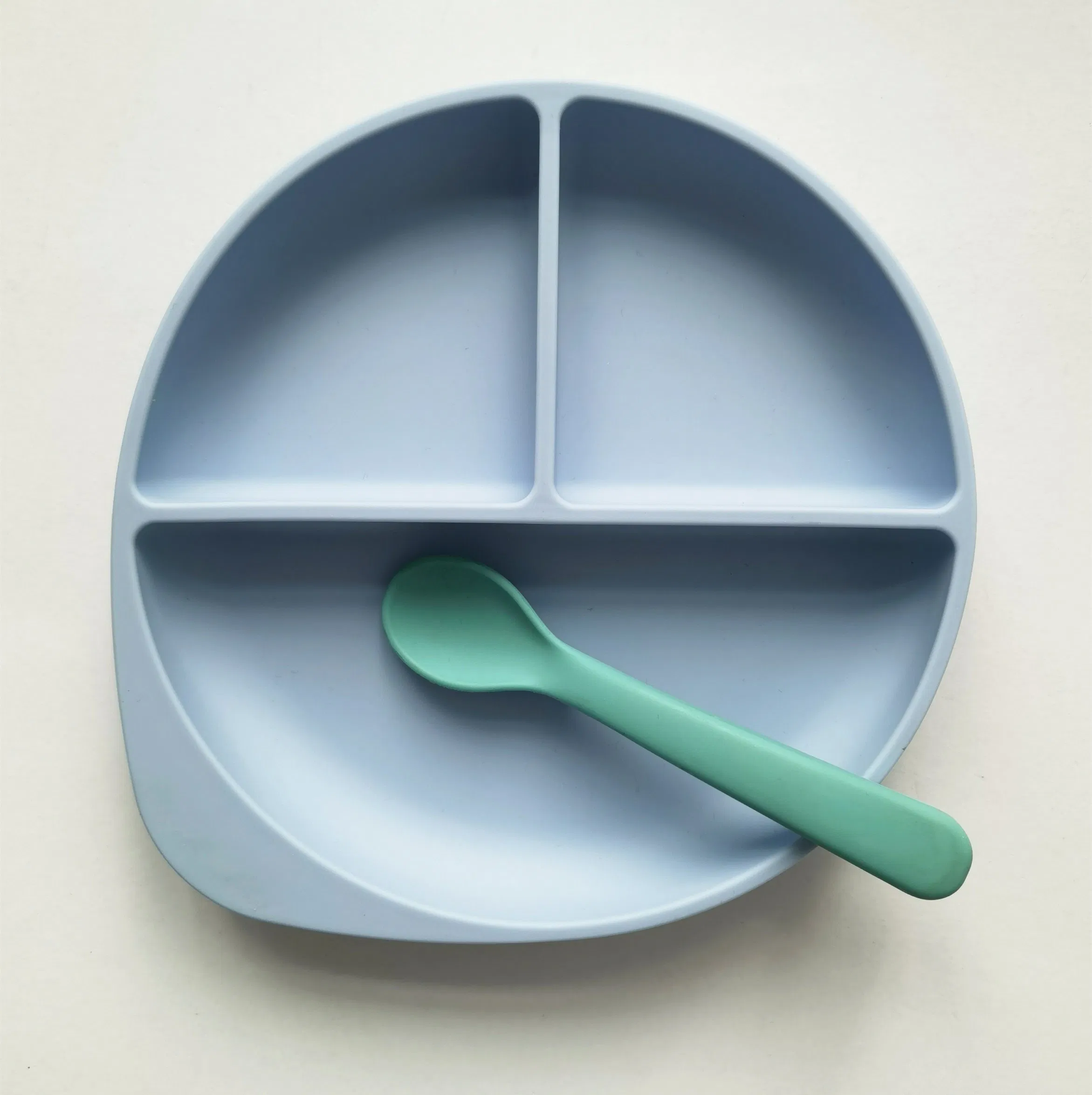 BPA Free Silicone Baby Plate for Non-Slip Suction Flat Divided Child Tableware Solid Baby Suction Plate for Silicone Plates