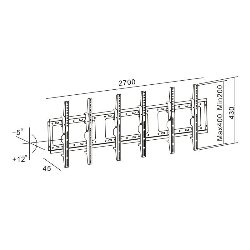 Menuboard Video Wall Mount 3-Screen 26-42" Landscape