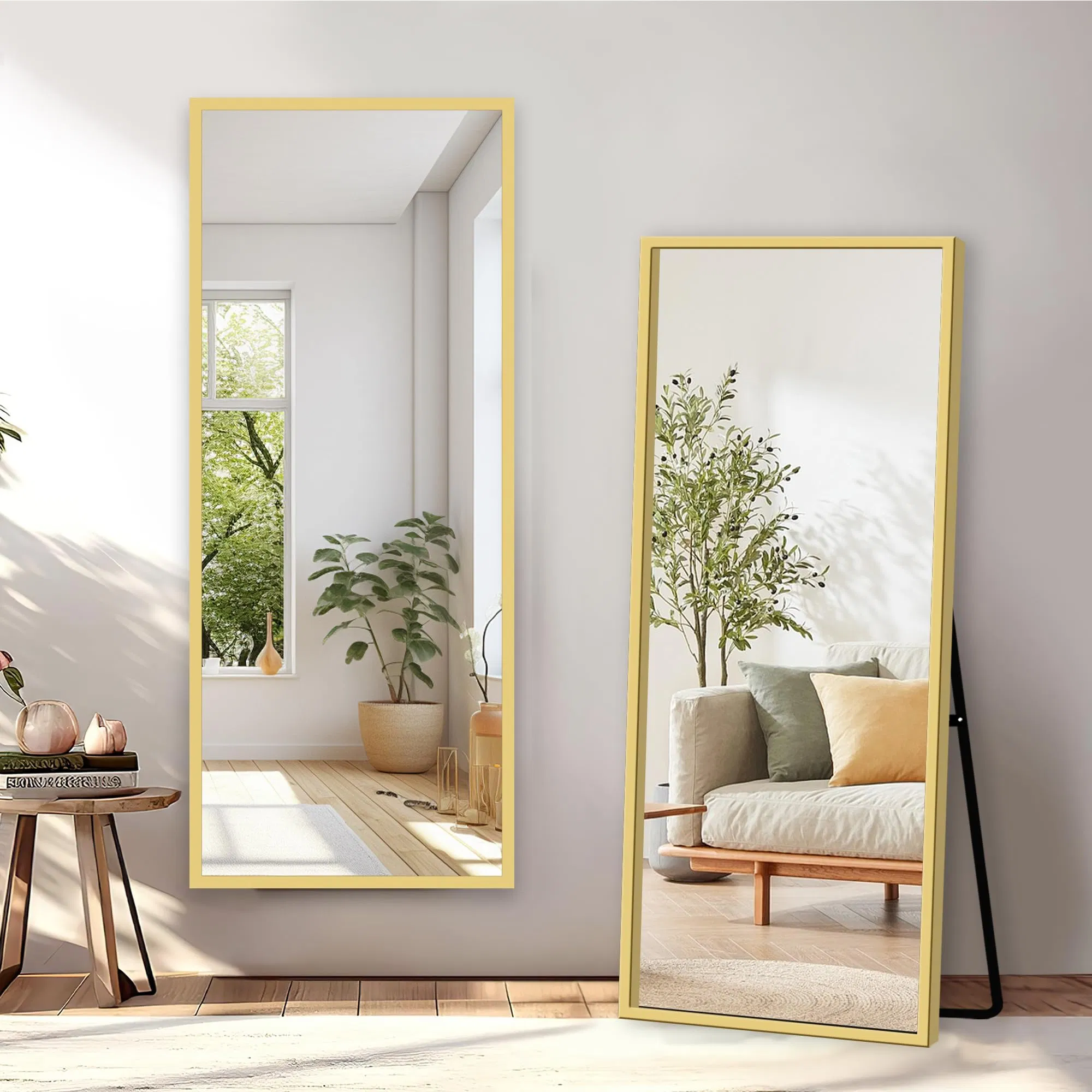 Full Length Mirror with Stand Aluminum Alloy Floor Mirror Wall-Hanging & Tilting Design for Bedroom, Living Room, Dressing Room