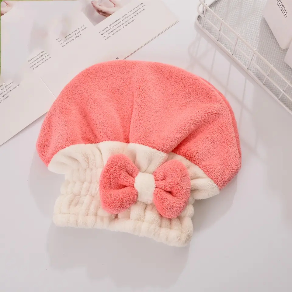 Absorbent Coral Fleece Hair Quick Drying Towels Bath Shower Cap
