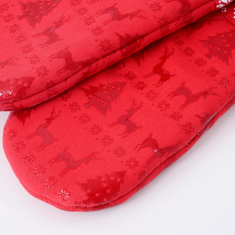 Selling High-End Heat-Resistant Christmas Series Printing Silicone Oven Mitt at a Low Price