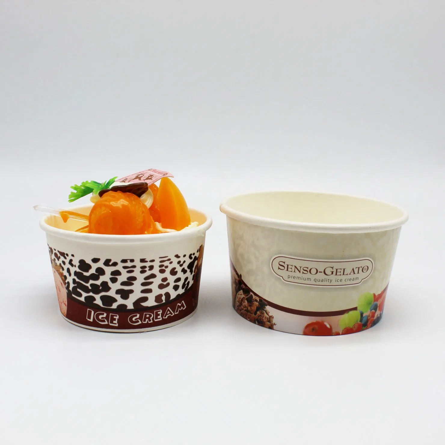 Disposable Ice Cream Paper Cup/ Box with Lid and Spoon