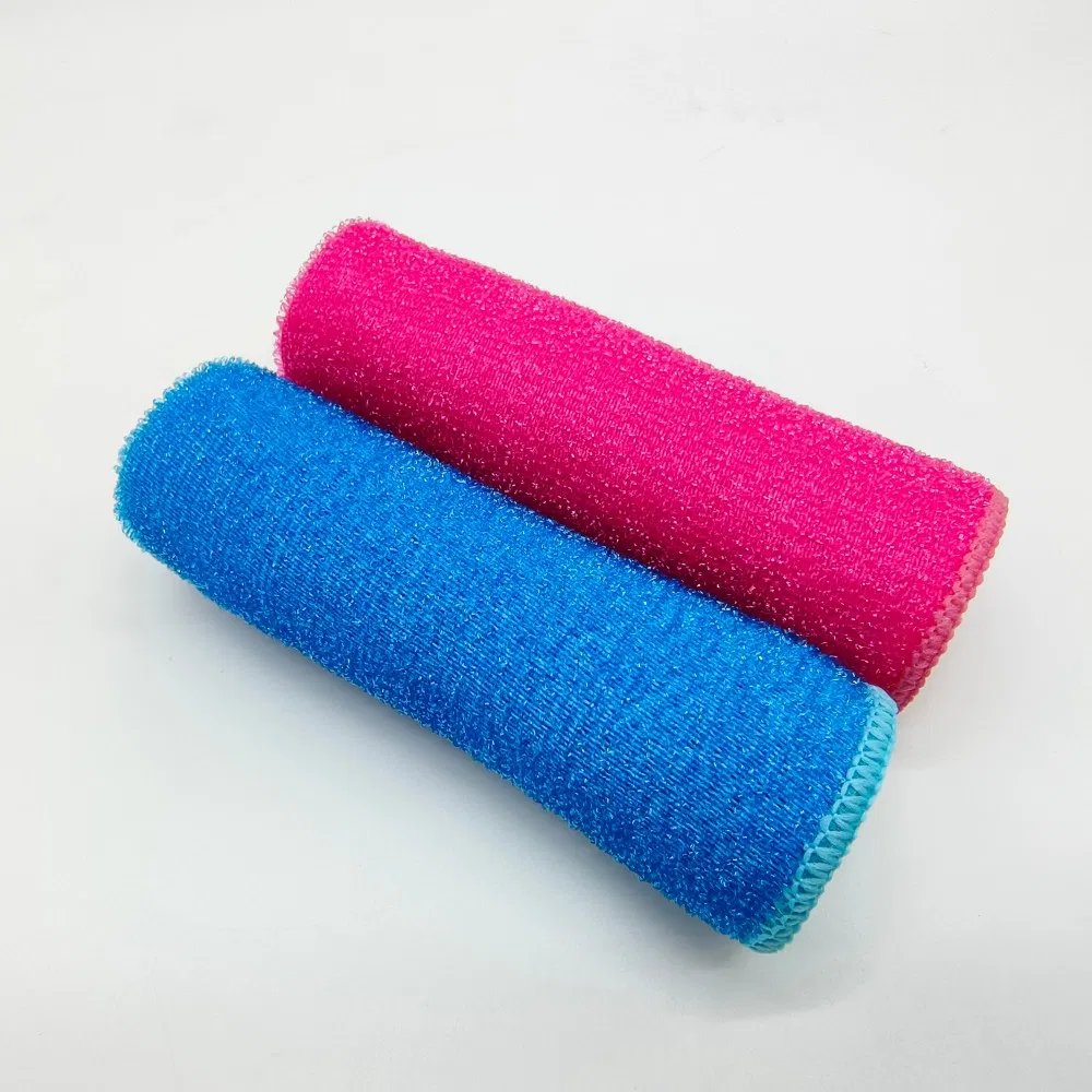 Wholesale Microfiber Dish Towel, Dish Cloth for Dish Washing and Cleaning, 30*30cm, Different Sides in One Towel, One Side with Scrubber