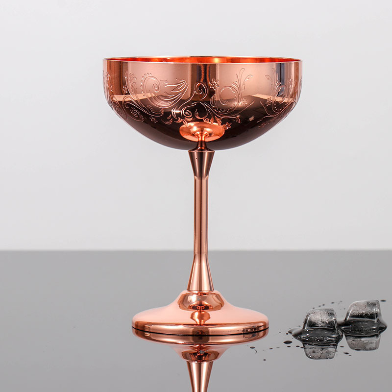 Stylish Stainless Steel Floral Cocktail Glasses for Home Bars