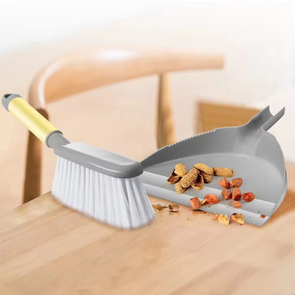 Handheld Cleaning Brush with Non-Slip Handle and Dustpan Combo