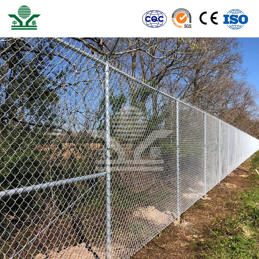 Zhongtai Chain Link Wire Fence China Manufacturers Black Galvanized Stadium Chain Link Fence 60mm X 60mm 7FT Stadium Chain Link Fence