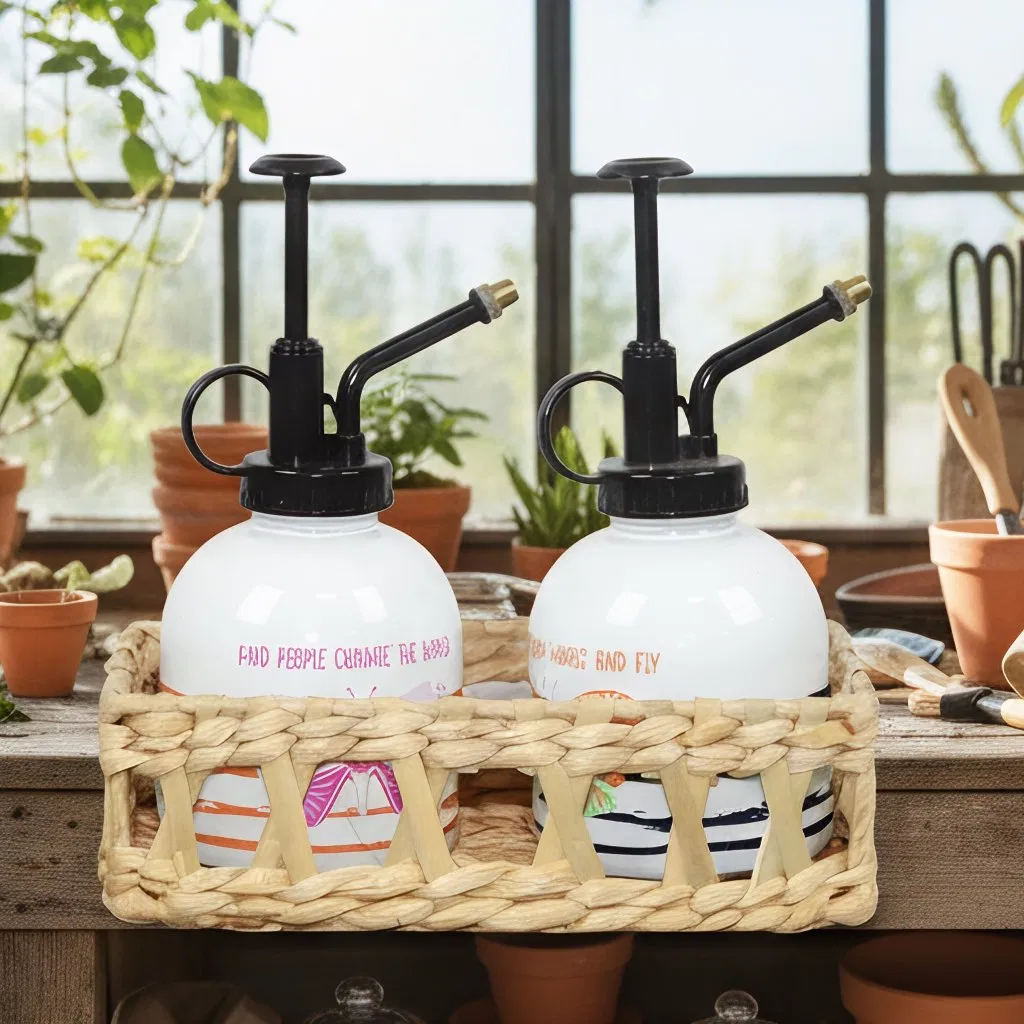 Стильный стеклянный опрыскиватель из лозы для дома и сада