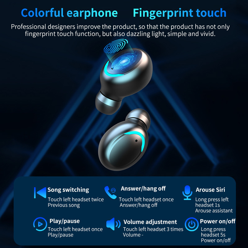 F9-5 Tws Earbuds Fast Auto Pairing Bluetooth Big Charging Box Wireless Casque Mic Earphone