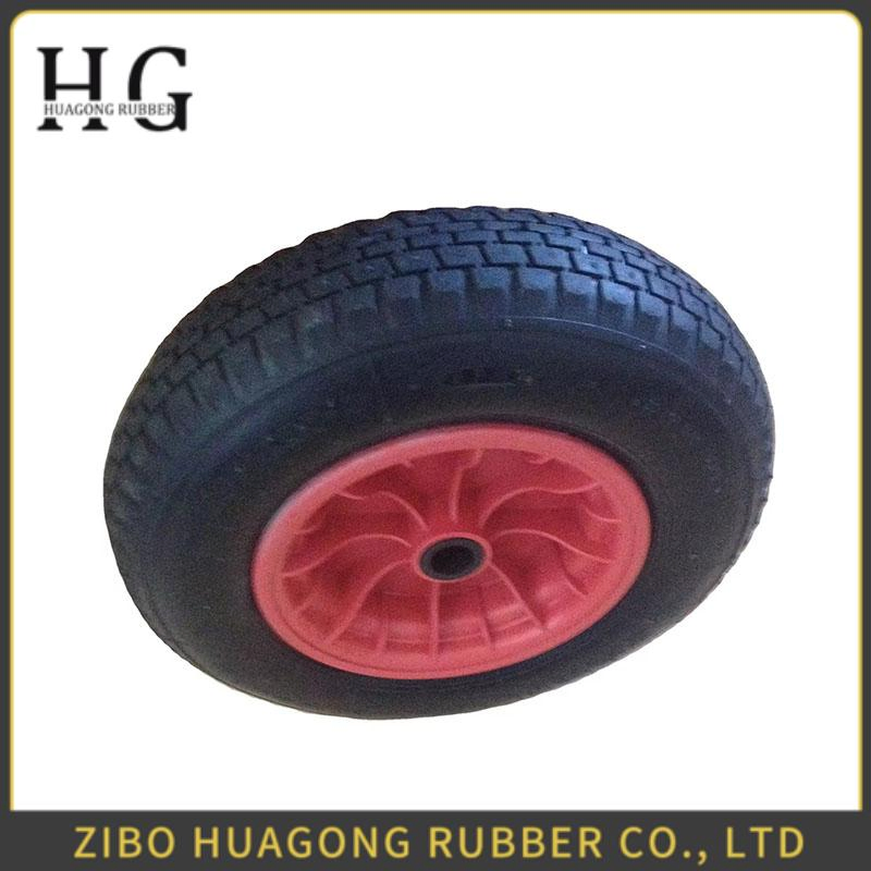 04, 4.10/3.50-4 Tire and Wheel Flat Free, 10" Solid Tire Wheel for Garden Carts, Dolly, Trolley, Dump Cart, Hand Truck/Wagon