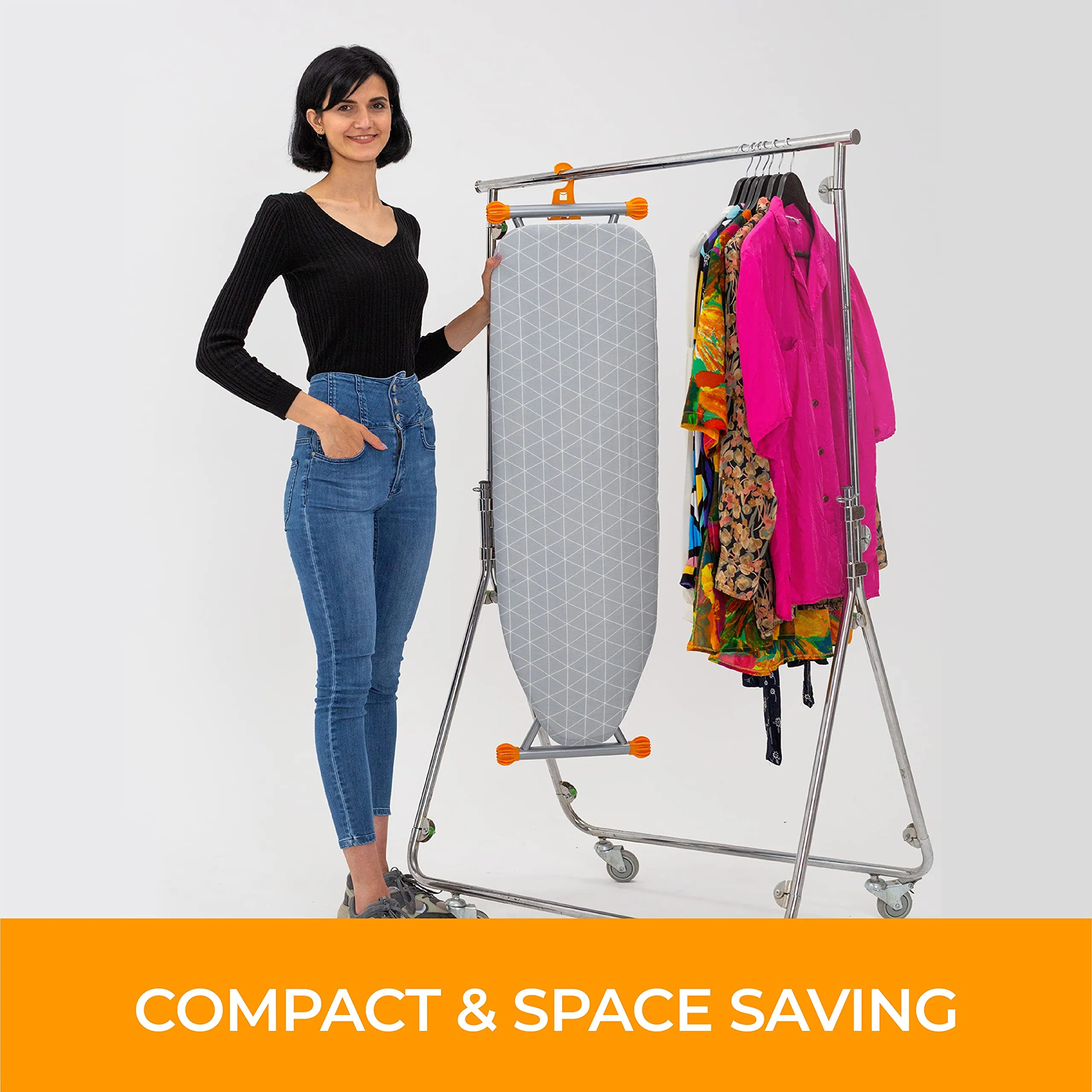 Ironing Board Compact and Space Saver Patented Extra Thick Cover Height Adjustable