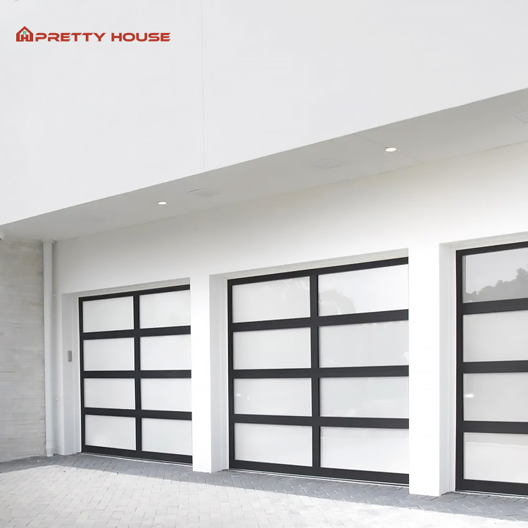 Modern Full View Glass Garage Equipment Sectional Folding Overhead Doors