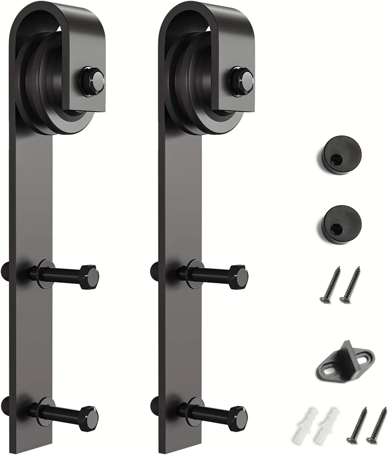 Carbon Steel Barn Door Sliding System Hardware Matte Black Color Door Roller