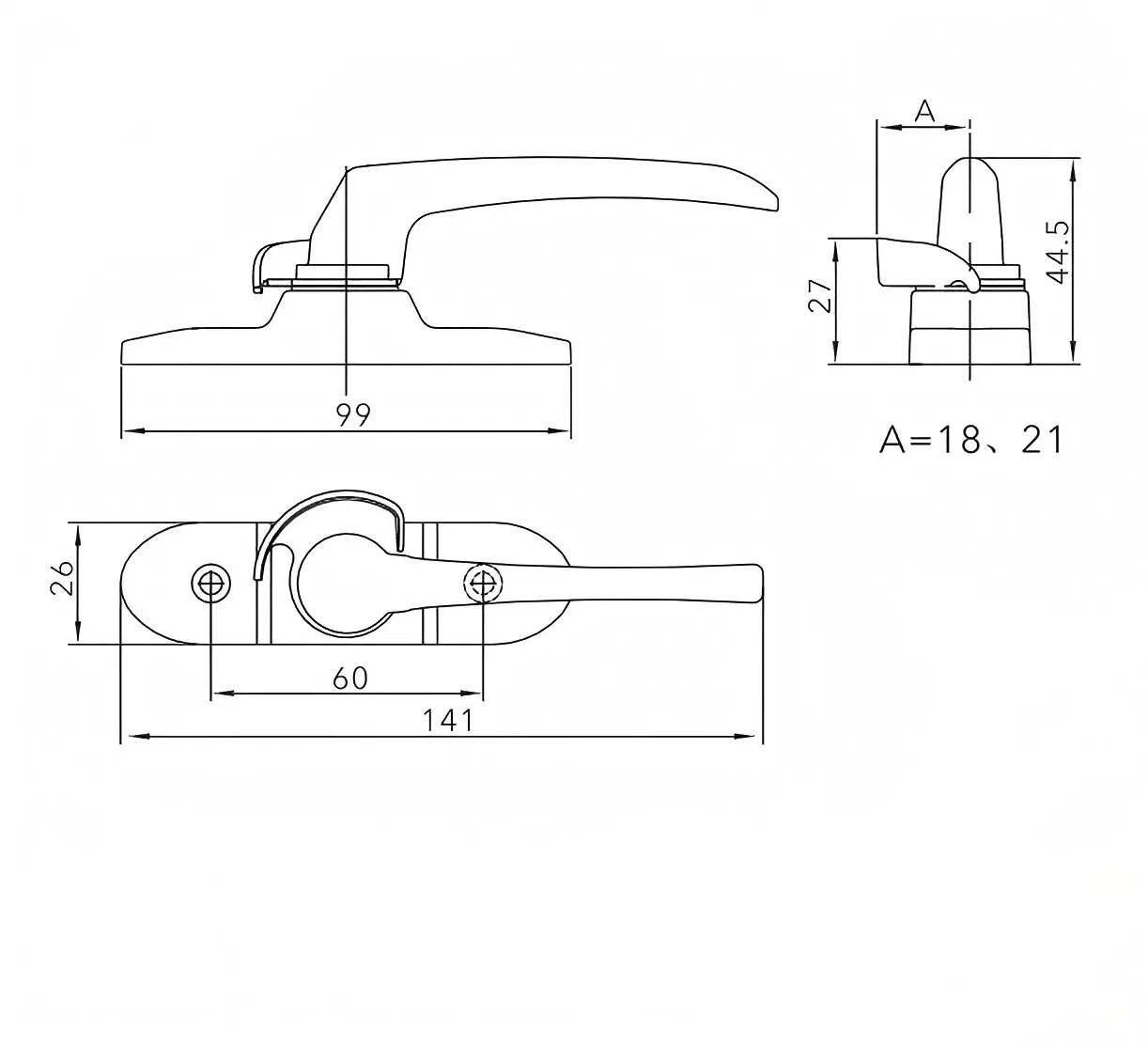 Zinc Alloy Alu Alloy UPVC Sliding Windows Crescent Locker Halp Moon Locker with Right and Left Opening