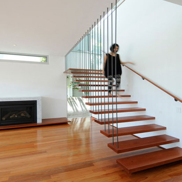 2019 New Arrival Indoor Modern Design Steel Wood Floating Staircase