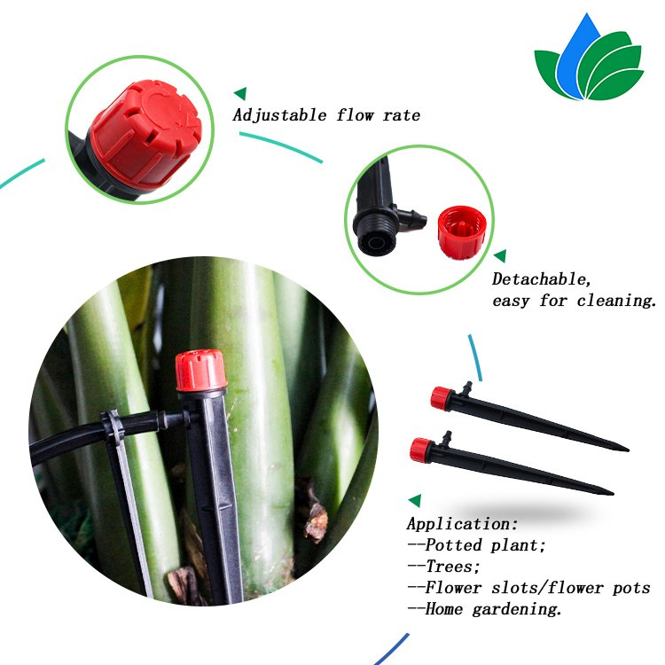 14-70L/H 13cm Height Adjustable Plastic Dripper with Stake for Garden Irrigation