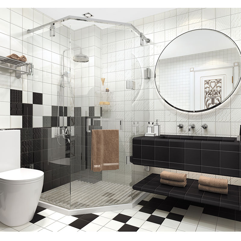 Bathroom Wall Glazed 15*15cm 6*6inch Ceramic Black Tiles