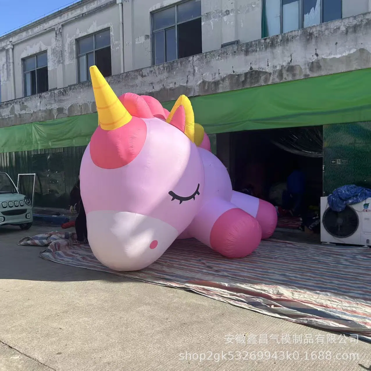 Boyi Inflatable Pink Unicorn Cartoon Inflatable Sleeping Unicorn Horse