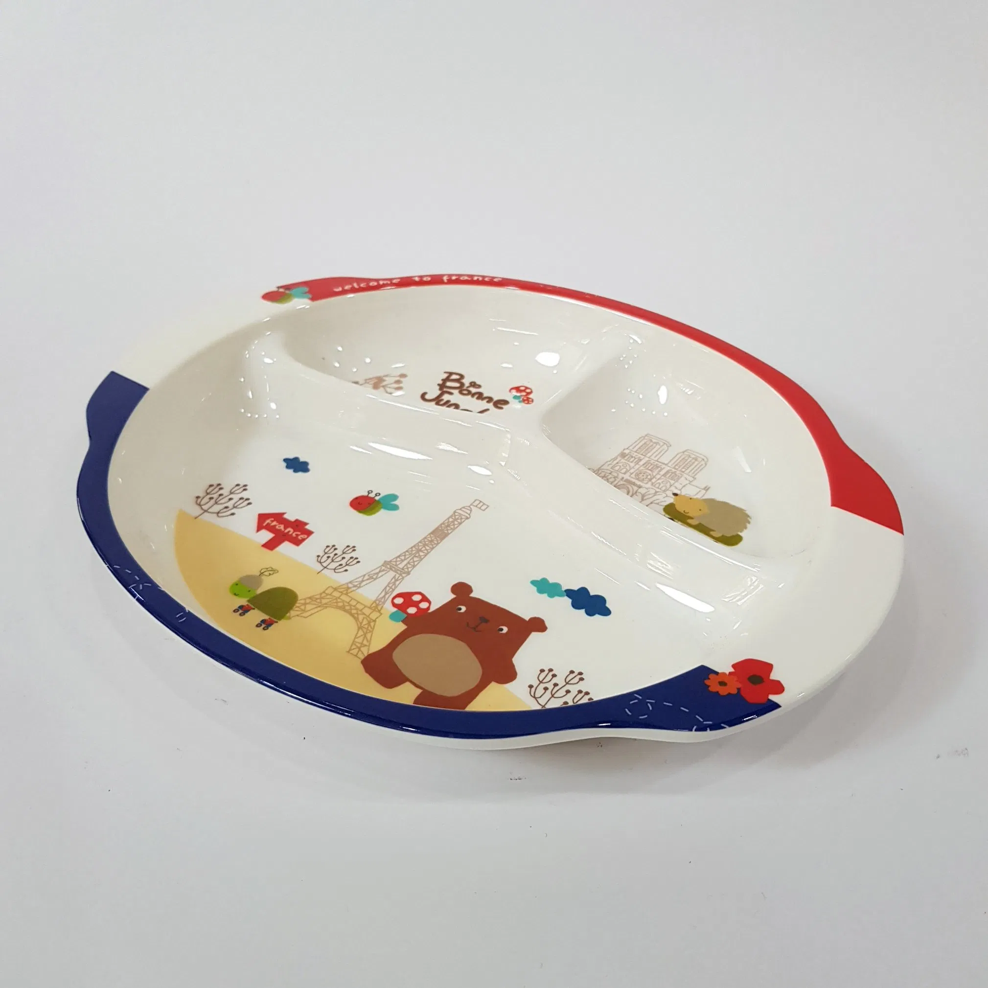 Melamine Oval Multicolor 3 Divided Plate Kids Tableware
