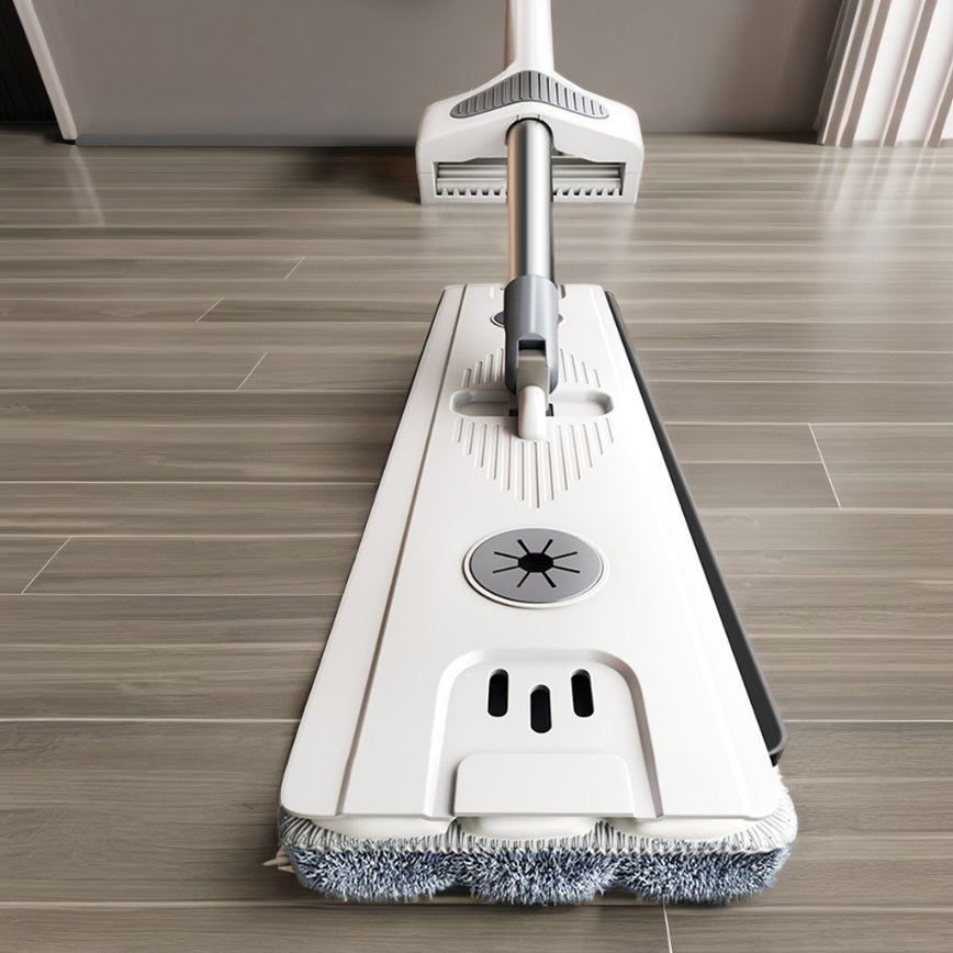 Hand Free Microfiber Flat Mop with Squeeze Bucket Magic Mop Bucket Separate Set Dirty Water for Floor Cleaning