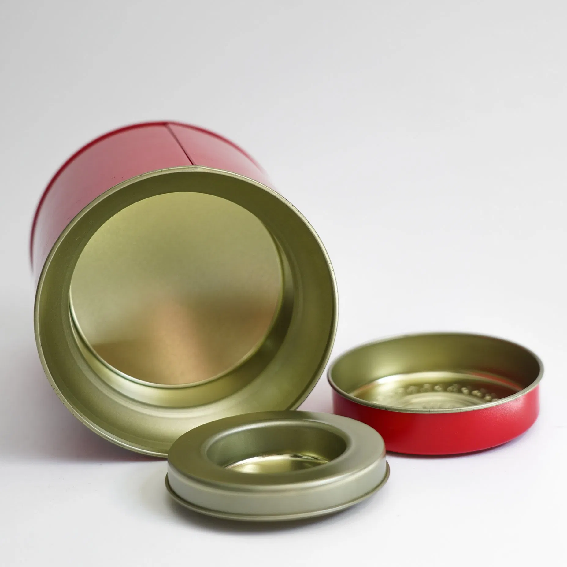 Red Aluminum Tin Canister with Lid, Can Be Used to Store Tea, Coffee Beans, Sealed Food Container