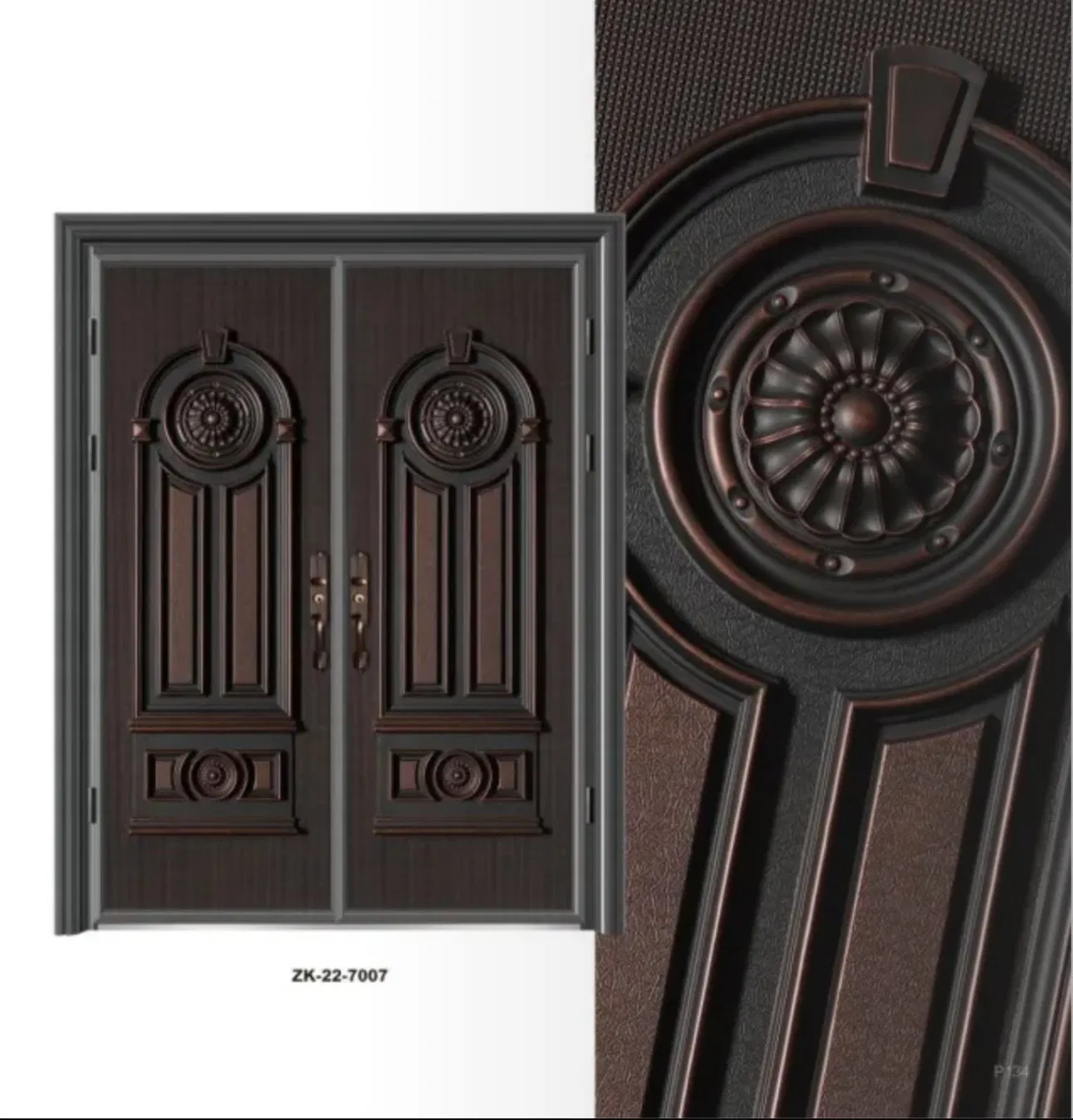 Classic Customized PVC Green Garage New Steel Composite OEM ODM Luxury Entrance Exterior Glass Metal Firerated Waterproof Security Door