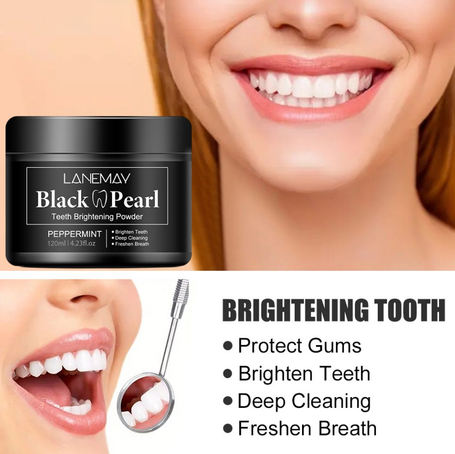 Black and Pearl Tooth Bleaching Powder Natural Organic Activated Bamboo Charcoal Teeth Whitening Powder Activated Charcoal Teeth Whitening Powder