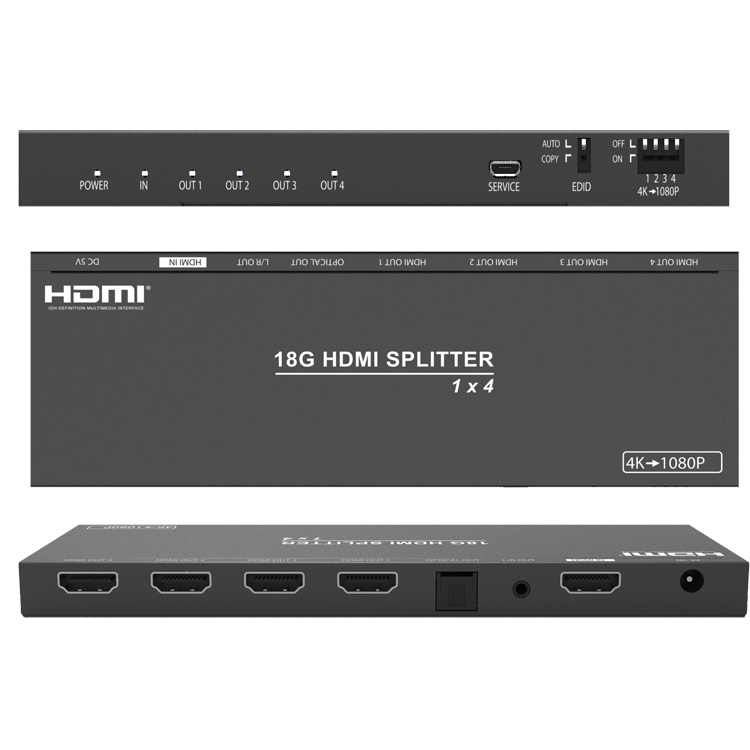 Разветвитель HDMI 1x4 4K 60Hz HDR с масштабированием