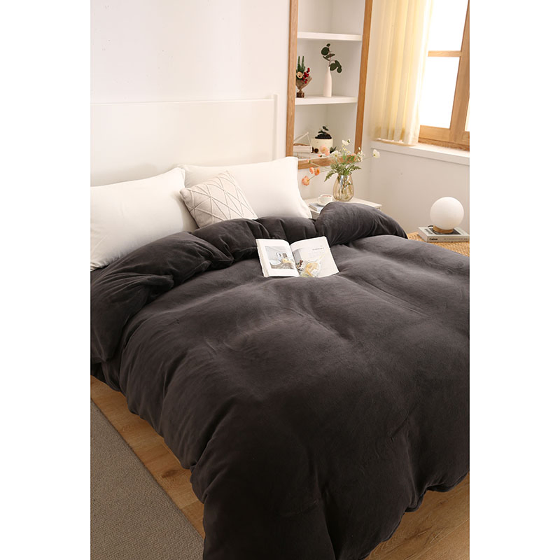 Winter New Soft Crystal Velvet Home Bedding 4piece Polyester Fleece Thick Warm Flannel Double-Sided Sheet Bed Set