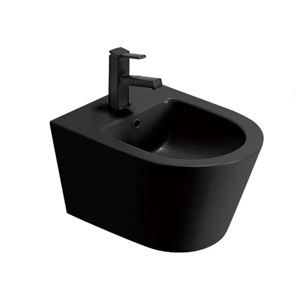 New Matt Black Ceramic Women Toilet Bidet Wall Mounted Wc Bidet Set