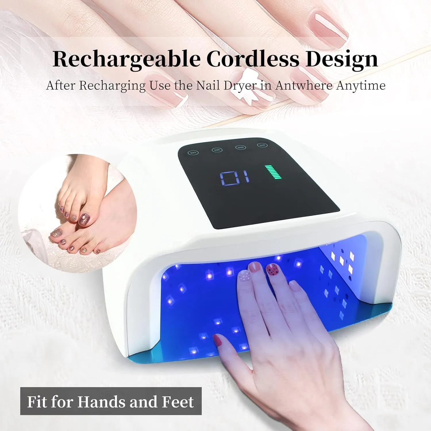 Wholesale 96W Rechargeable UV LED Nail Lamp Cordless Nail Dryer