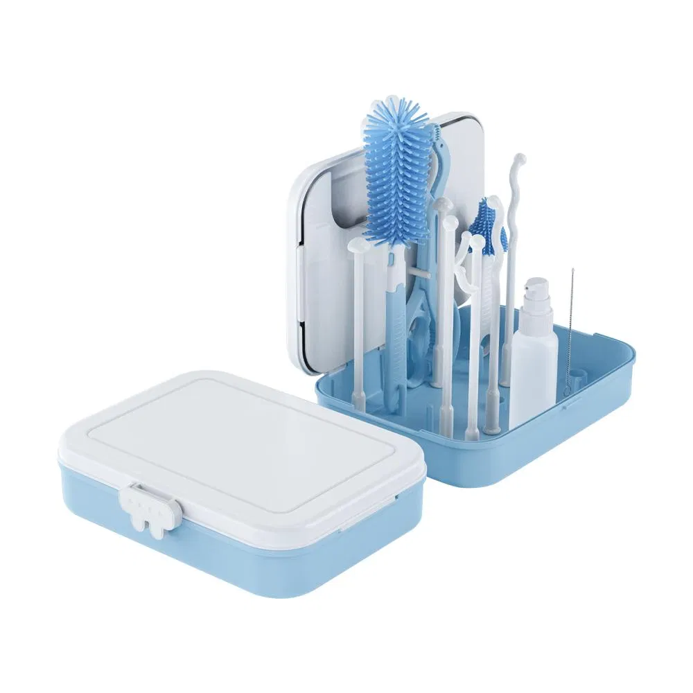 Hot Selling Portable Multi-Functional Baby Milk Bottle Cleaning Brush and Drain Rack Set Baby Bottle Drying Rack