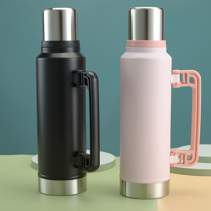 304 Stainless Steel Double-Layer Thermal Insulation Portable Water Kettle Large Capacity Outdoor Vehicle Travel Pots with Handle