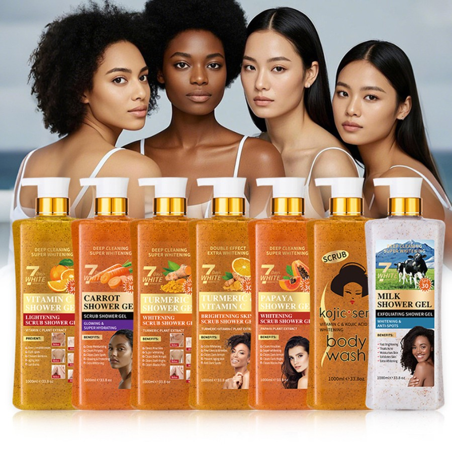 Online Wholesale Retail Orange Papaya Lemon Vitamin C & Retinol Coconut Tumeric Whitening Exfoliating Moisturizing Organic Body Scrub Shower Gel