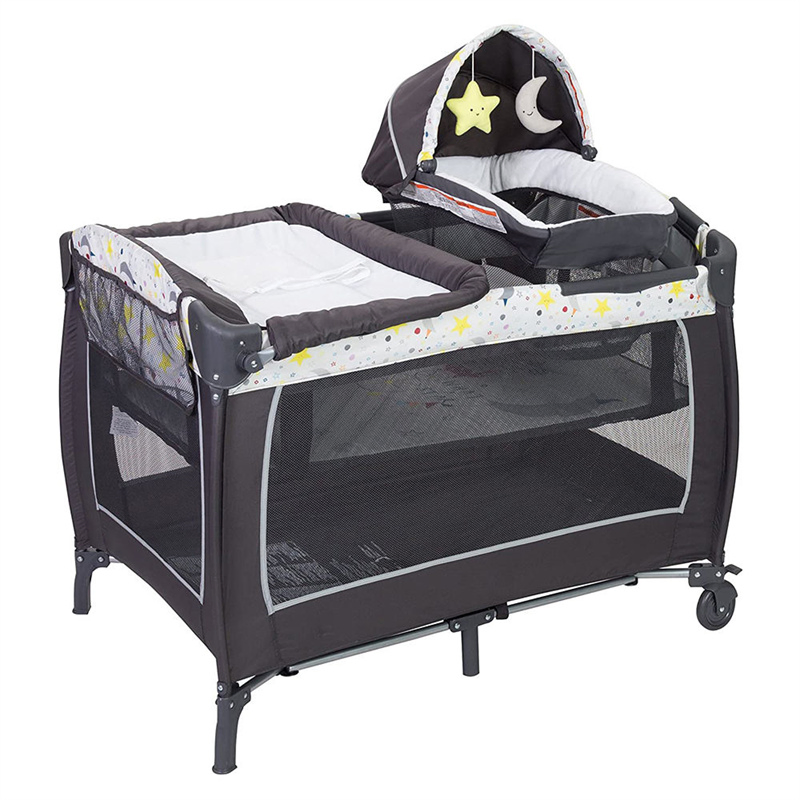 Portable Folding Multi-Functional3 in 1 Metal Baby Crib