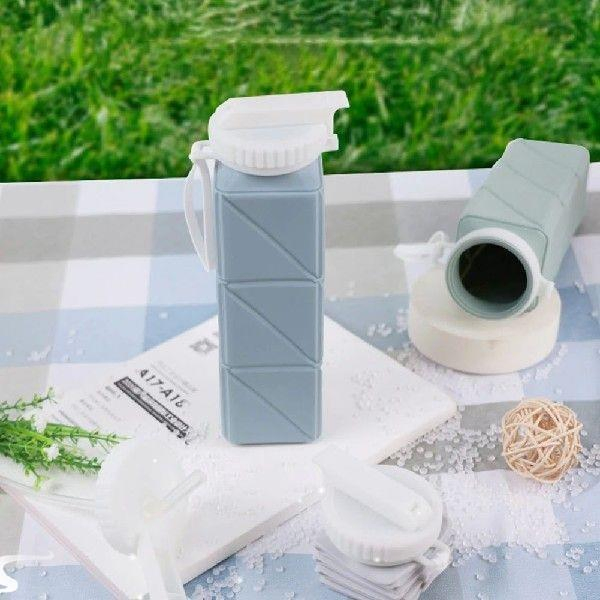 Складная силиконовая бутылка для воды, 600 мл