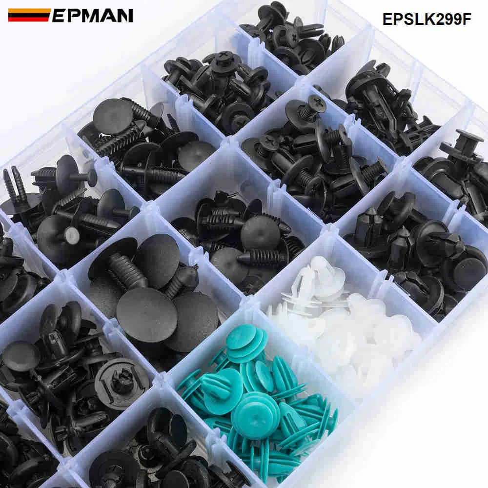 Epman 299PCS Car Body Push Pin Rivet Clip Fastener Kit