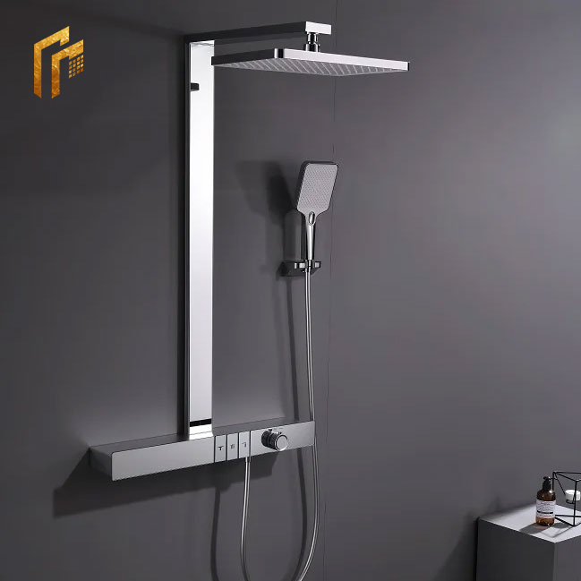 Современный термостатический душ в стиле хром и латунь