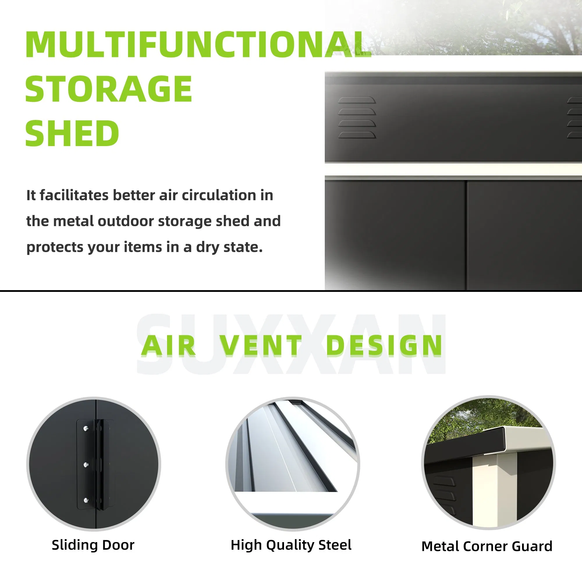 Outdoor Utility Steel Garage Garden Storage Tool Shed