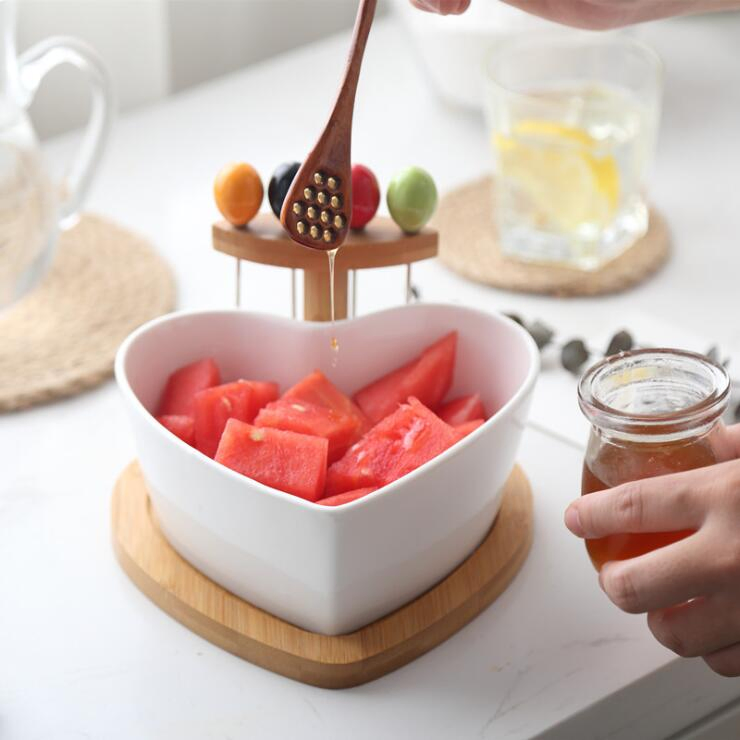 Heart-Shaped Multipurpose Ceramic Salad Bowl Seasoning Bowl