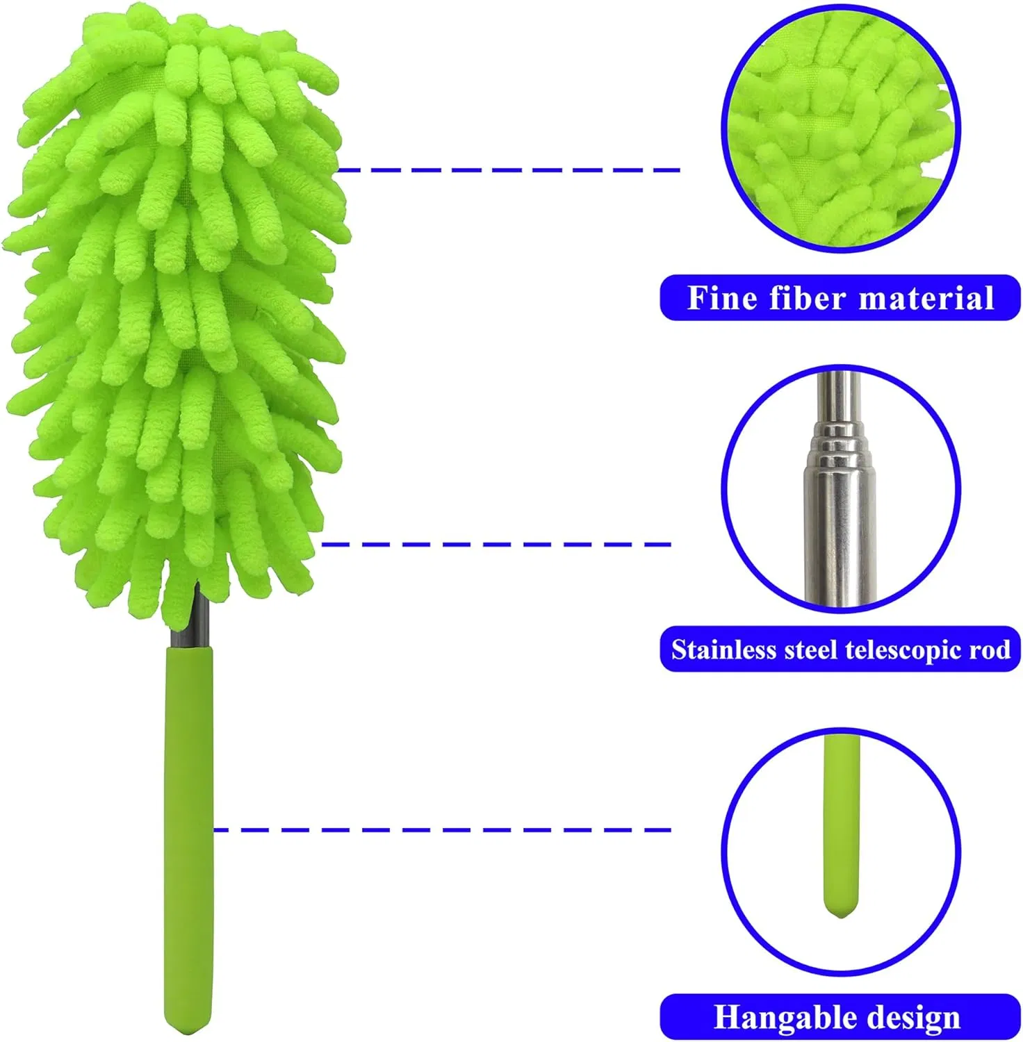 Microfiber Duster Washable Dusters Detachable Cleaning Brush Tool Foldable Duster for Car Furniture Ceiling Fan with Long Pole