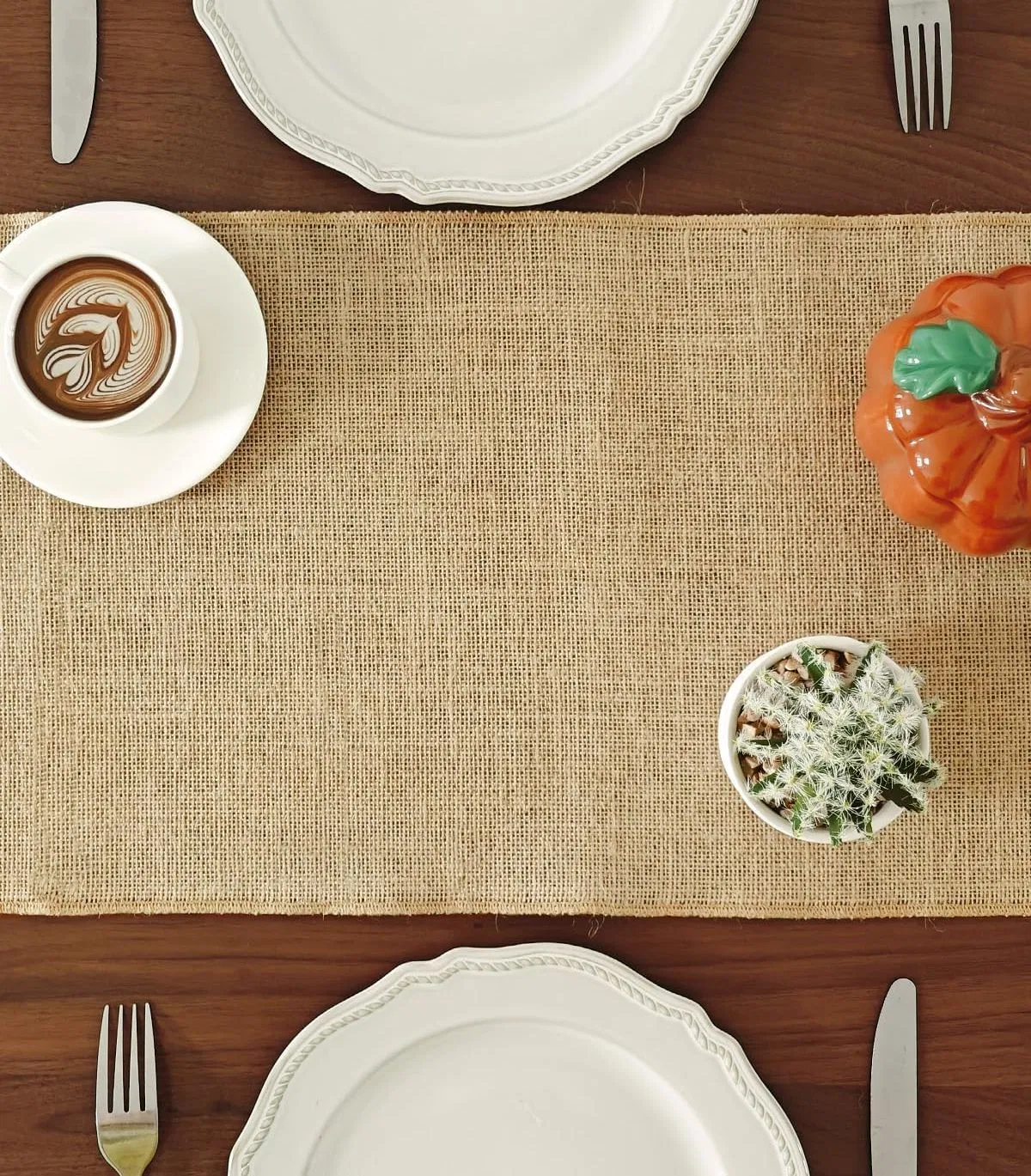 Burlap Table Runner 48 Inches Long Farmhouse Table Runner Jute Table Runner Retro Style Table Decoration