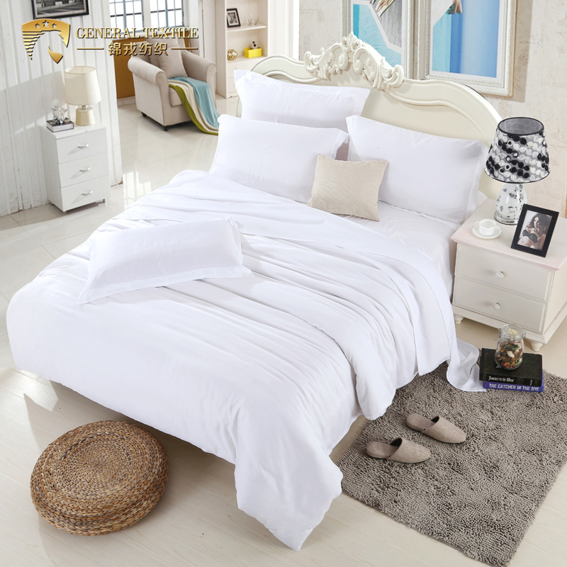 China Supplier 300tc Cotton Hotel Bedding Set Flat Sheet Duvet Cover