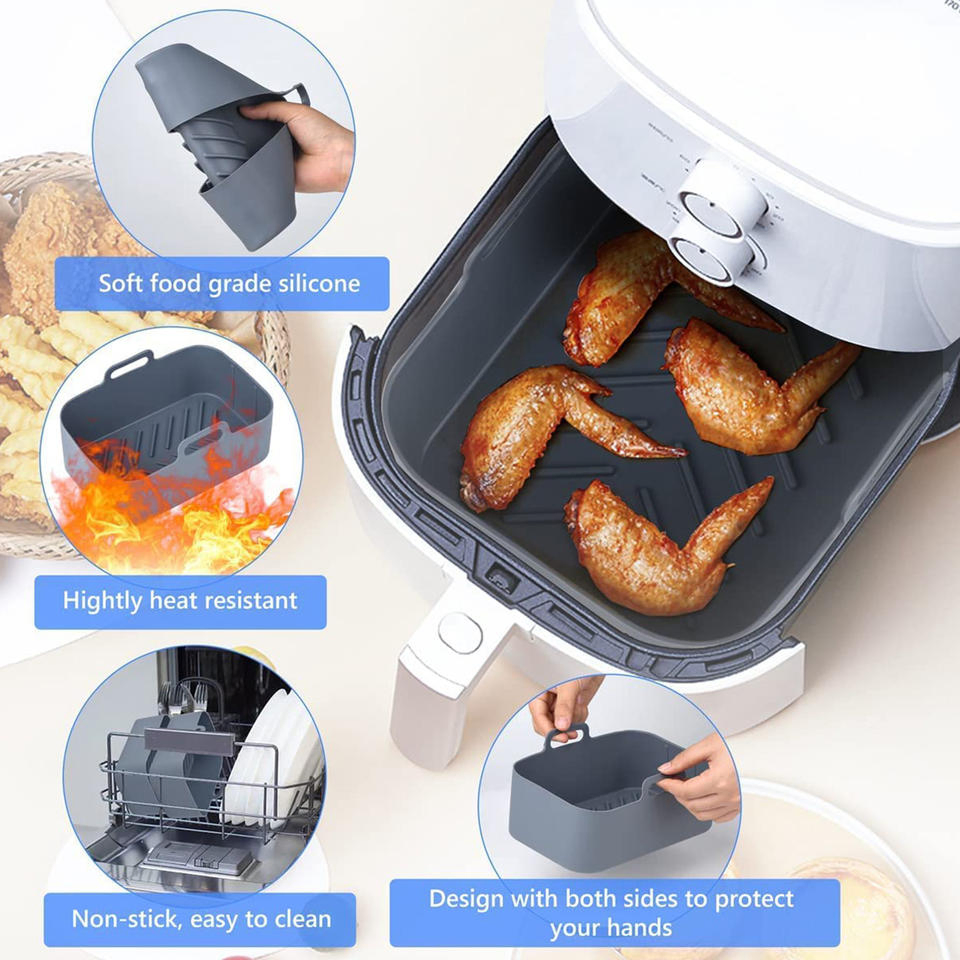 New Product BPA Free Good Safe Air Fryers Liner Kitchen Accessories Tools Collapsible Rectangle Air Fryer Silicone Liner