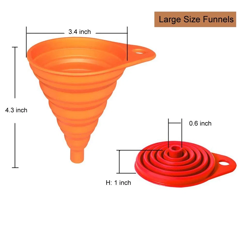 Silicone Collapsible Funnel Kitchen Gadgets Accessories Foldable Funnels for Water Bottle Liquid Transfer Food Grade