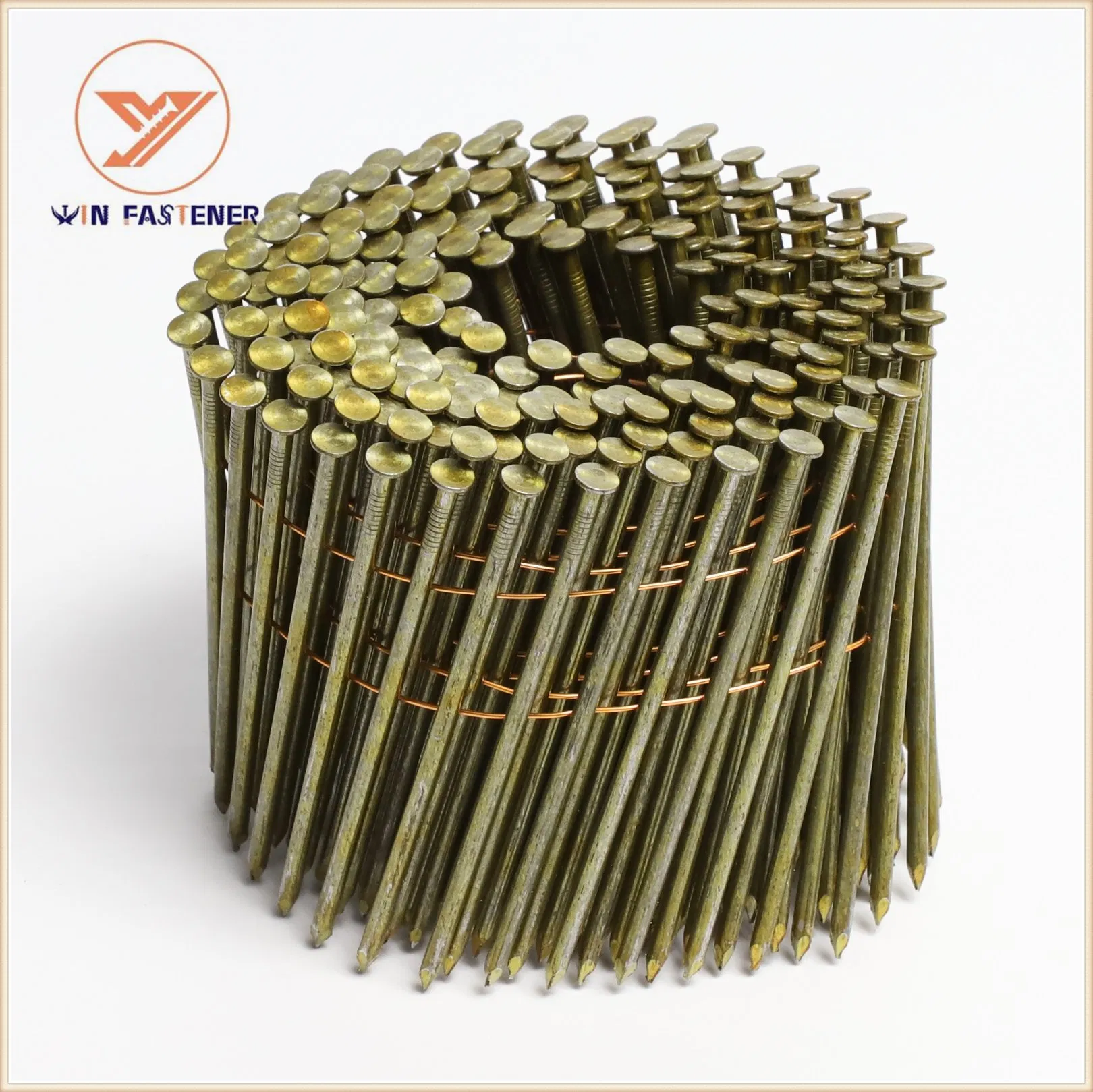 High Efficiency Pneumatic Double Wire Connected Coil Nail with Smooth Ring Screw Shank Options