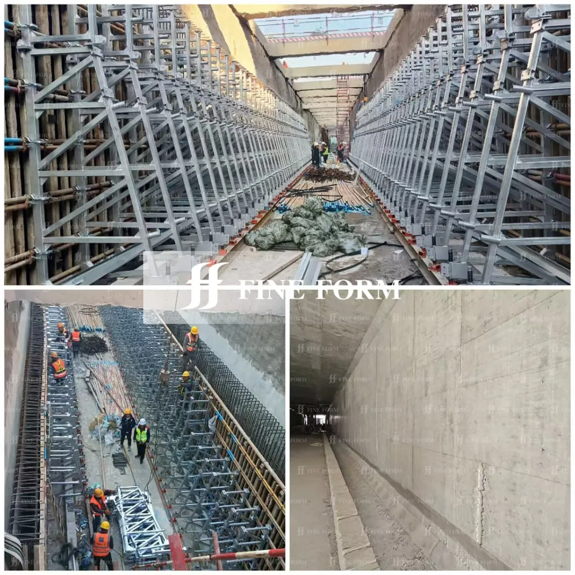 Steel Frame Single-Side Bracket Formwork System for Basement Subway Retaining Wall Concrete Pouring in Construction