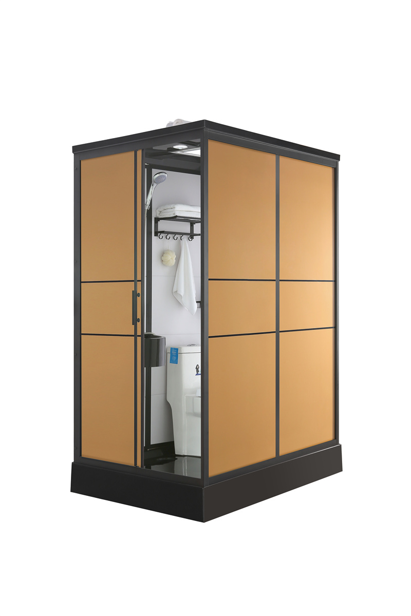 Luxurious Golden Color Prefab Shower Cabin with Toilet Unit for Integral Shower Room