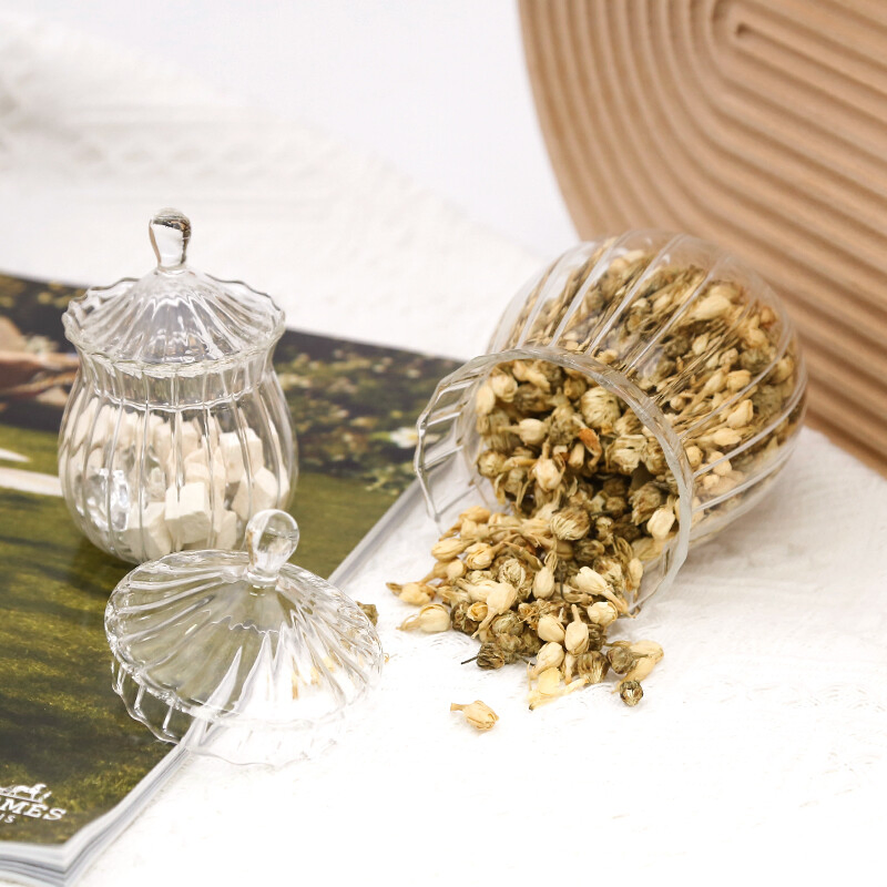 Стеклянная банка для конфет в полоску, 150/410 мл