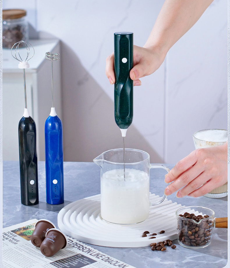2025 Steel Plastic Electric Automatic Hand Milk Frother High Quality Battery Operated Stand Drink Mixer Handheld Milk Foam Maker